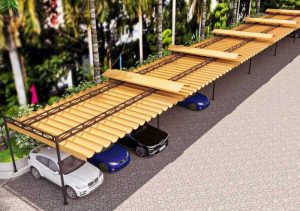 Thiết kế 3D mái xếp bãi đỗ xe ô tô